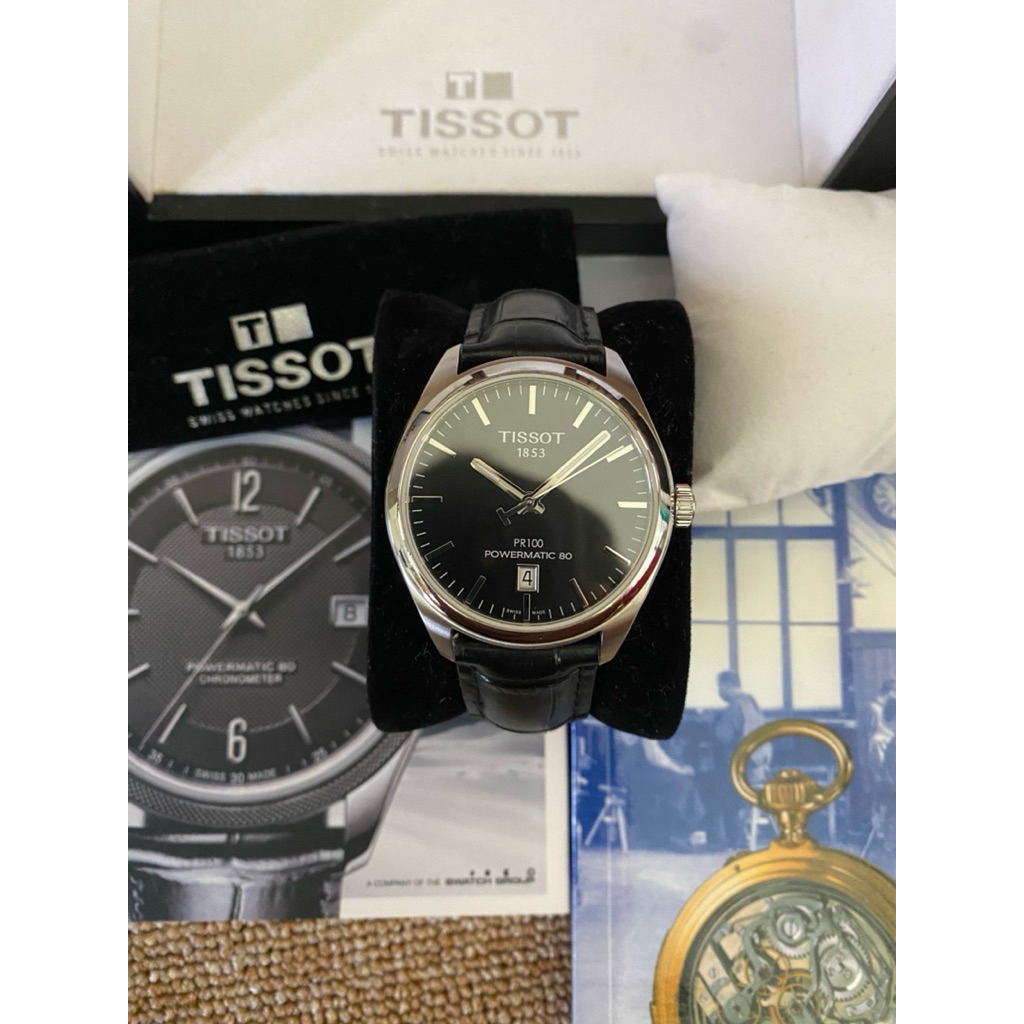 Jam Tangan Pria Tissot T-Classic ref.T101.407.16.051.00 PR100 Powermatic 80 Black Dial Second Like N