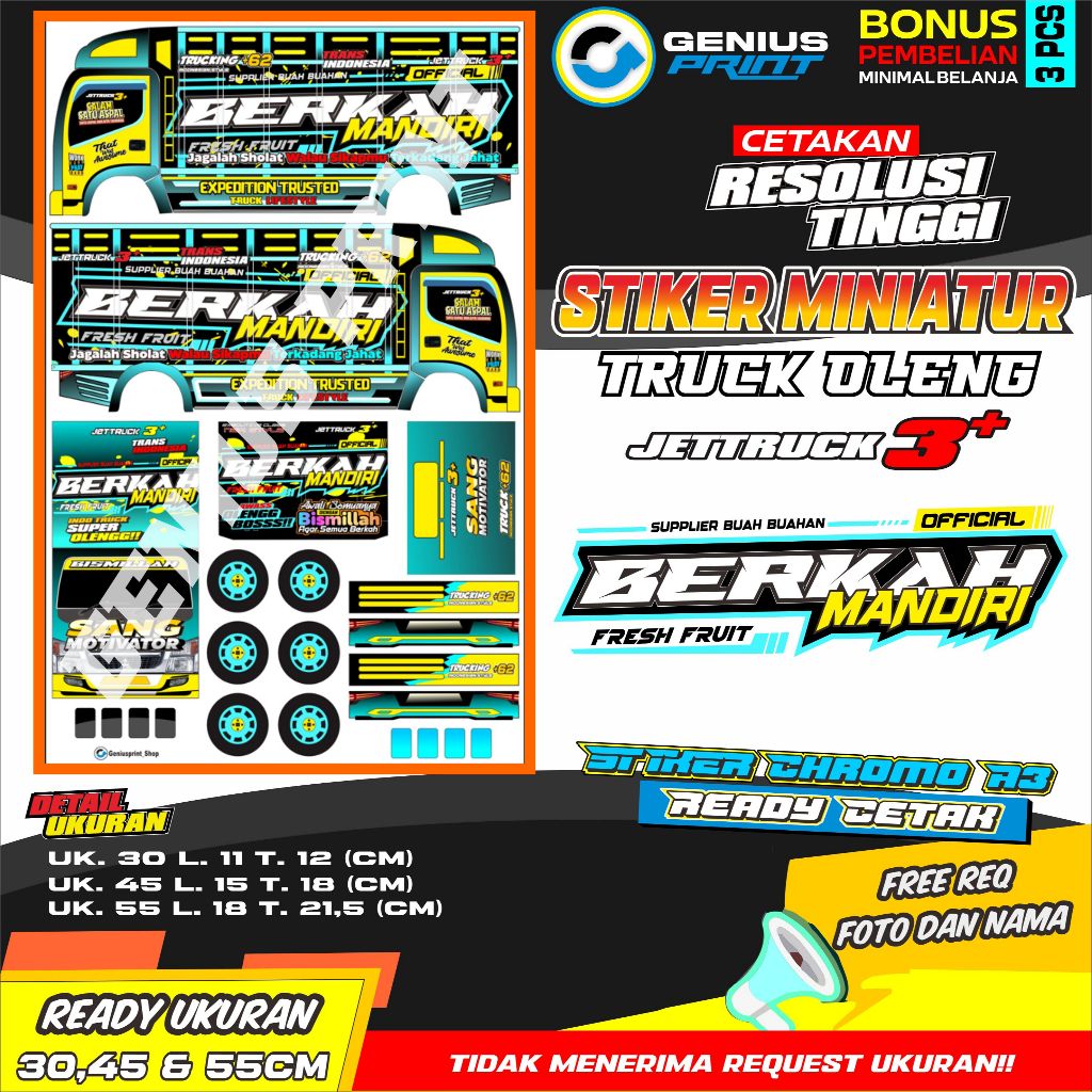 Jaydening Stiker Miniatur Truk Oleng Motif Berkah Mandiri Milenial Pejuang Rupiah Kdm Pilot Darat