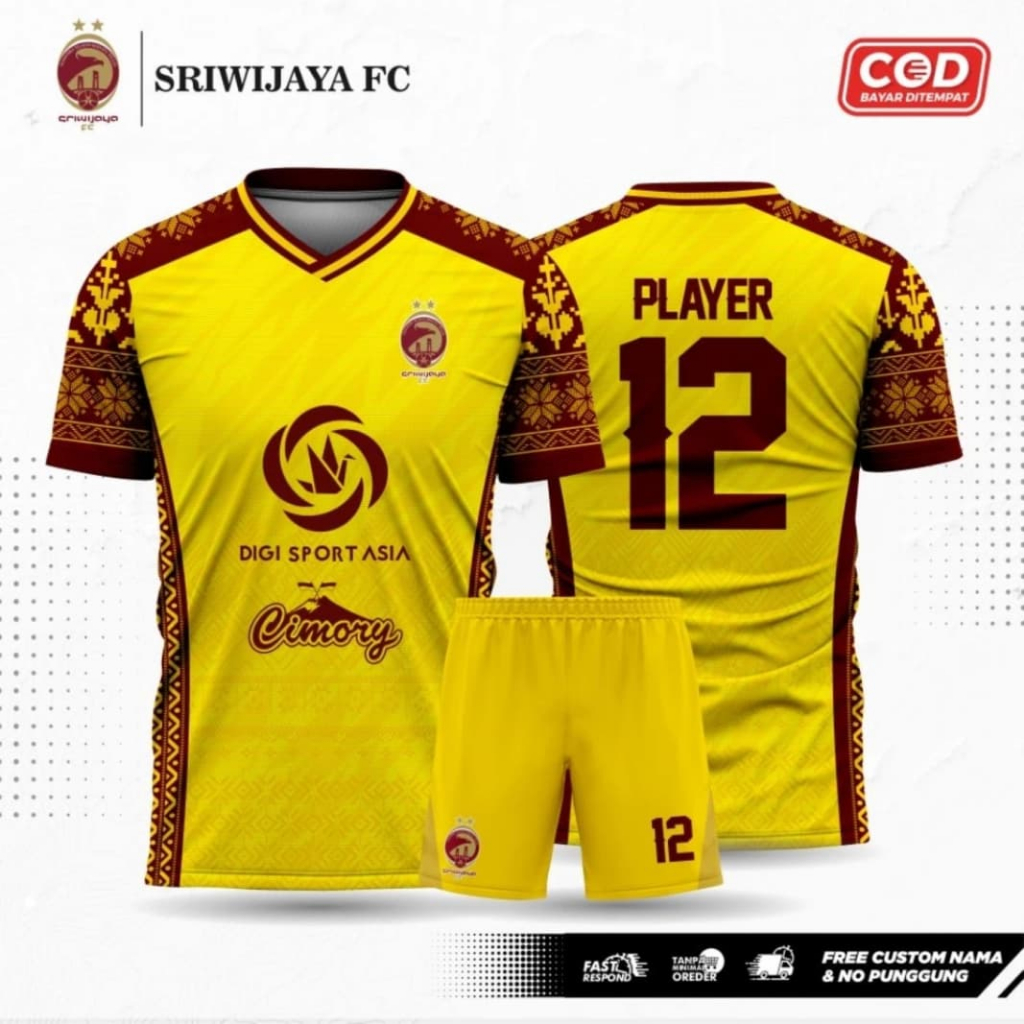 jersey sriwijaya fc terbaru 2025/2026 gratis nama & no punggung