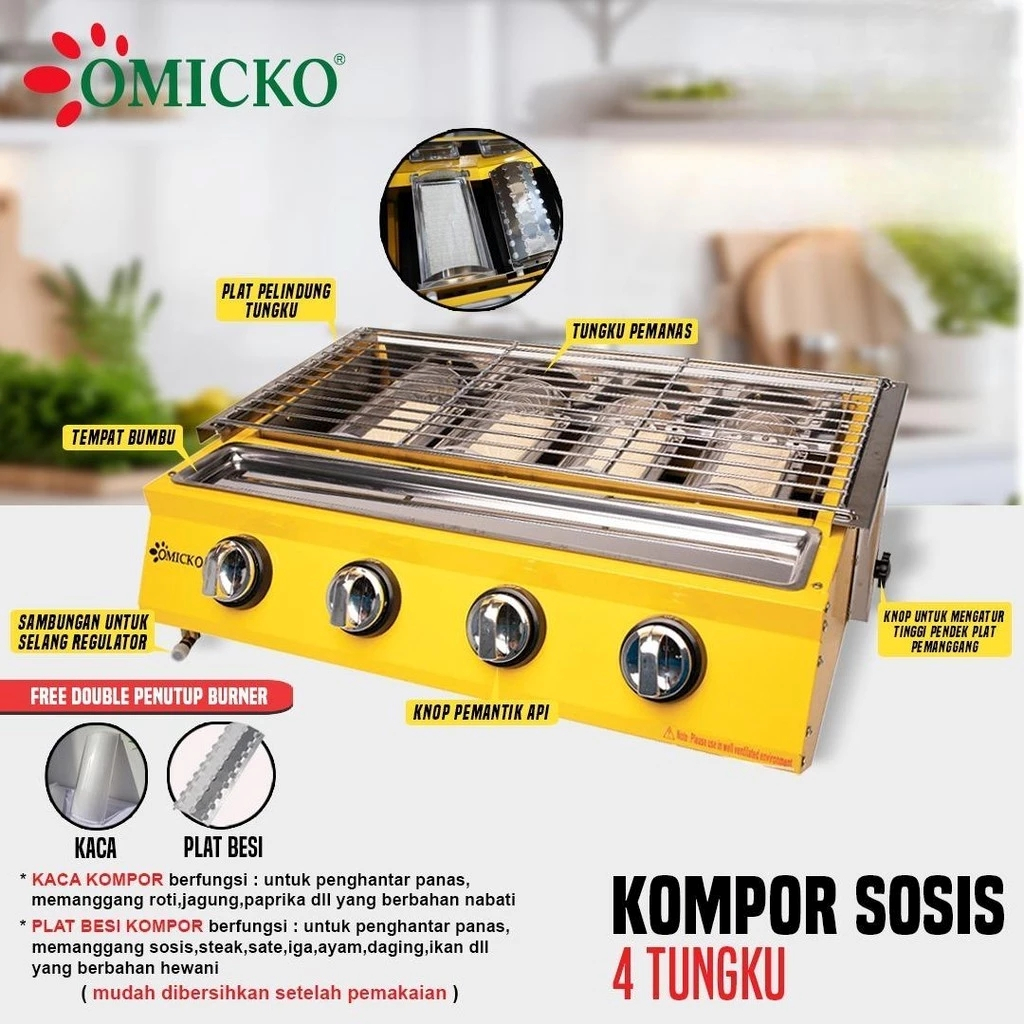 Kompor Sosis Panggang 2 3 4 Tungku Omicko - Kompor Pemanggang Sosis, Ayam, Daging, Kompor Serbaguna