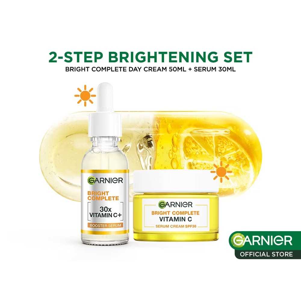 BIG SALE GARNIER Paket Skincare 1 Set Lengkap Vitamin C Brightening Daily Set Serum & Day Cream| Day