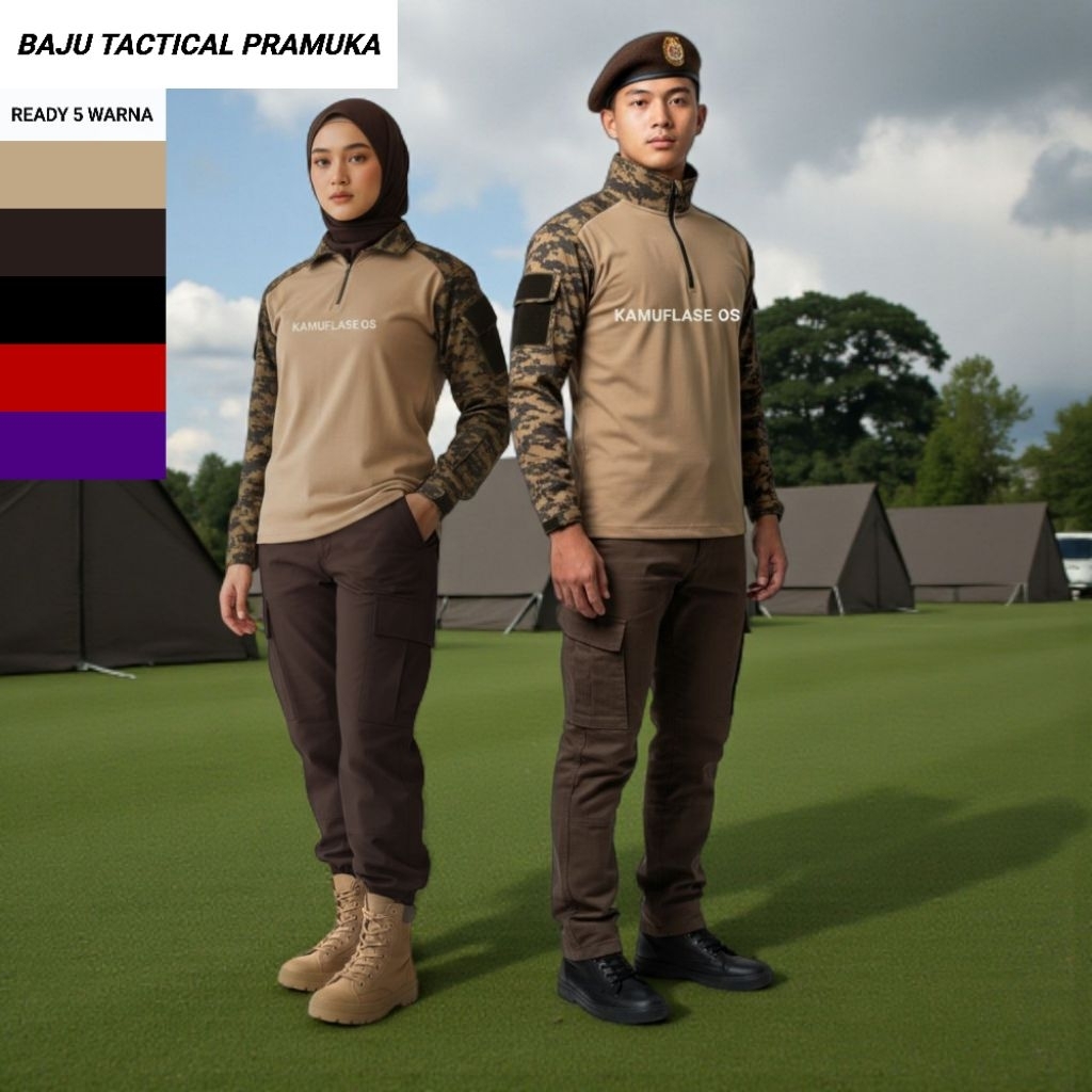 Baju Pramuka Kaos BDU Tactical Loreng Pramuka Combat shirt seragam Kemah Pramuka jambore