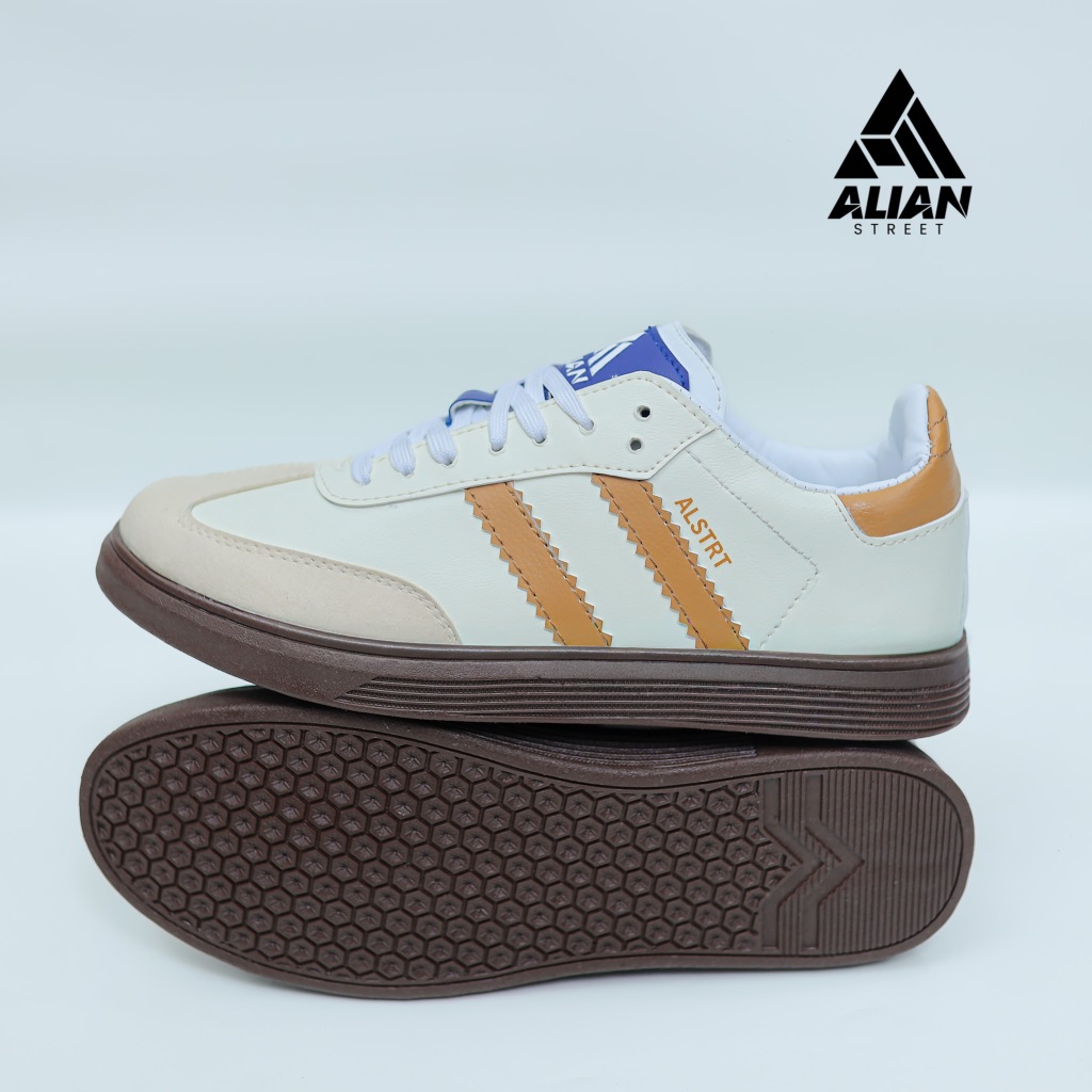 Alianstreet 39-43 Victor Cream Putih Sepatu Sneakers Casual Pria Wanita