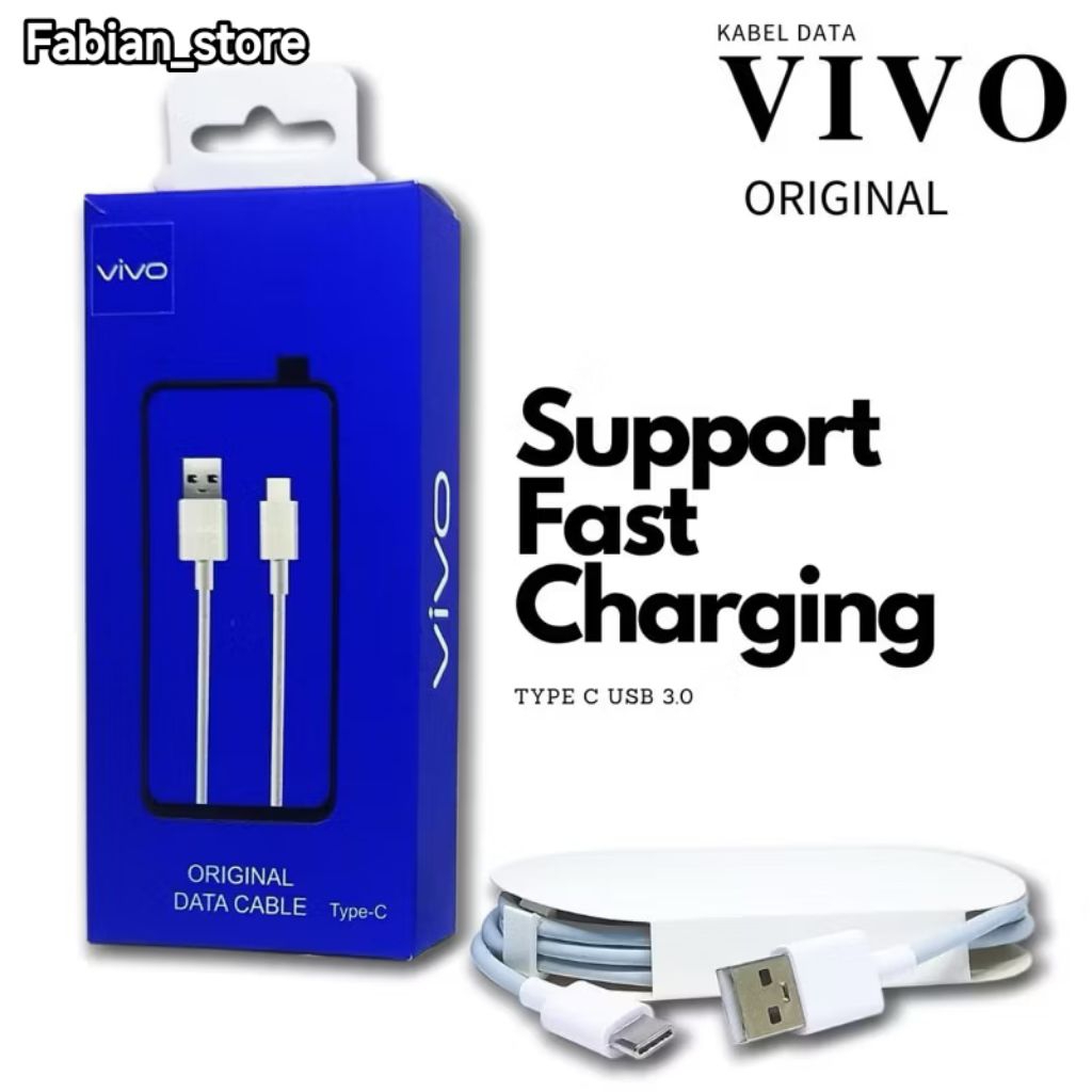 Kabel data charger vivo Y20 / Y20i / Y20s Original Usb type C fast charging