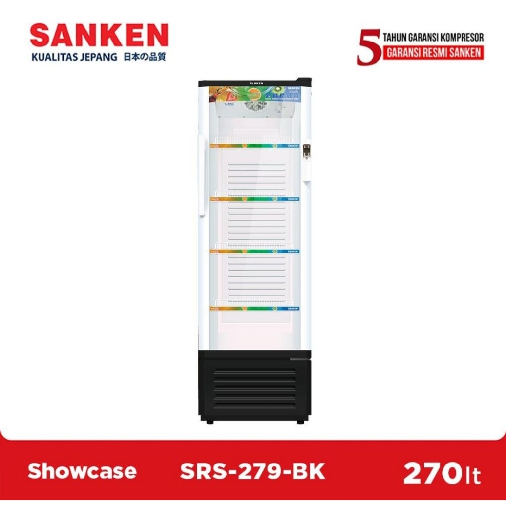 SHOWCASE SANKEN 4RAK SRS279 270LITER DISPLAY COOLER SANKEN 270L