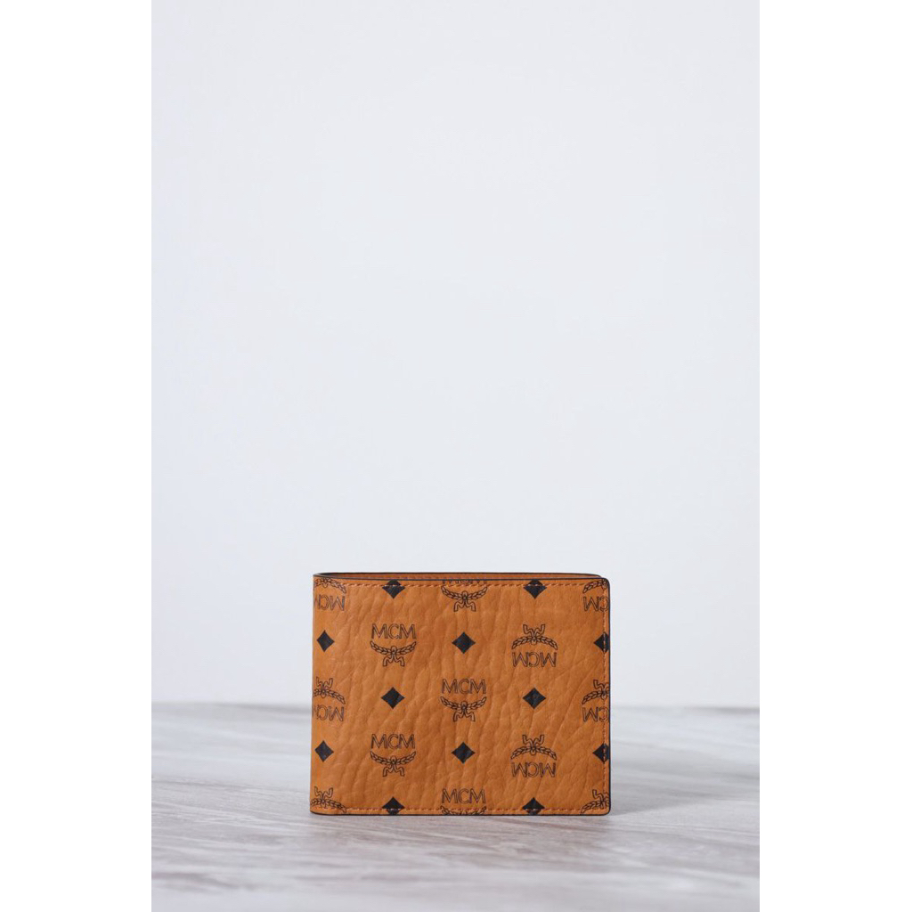 MCM SMALL ORIGINAL BIFOLD WALLET IN COGNAC VISETOS LEATHER WITH CARD HOLDER