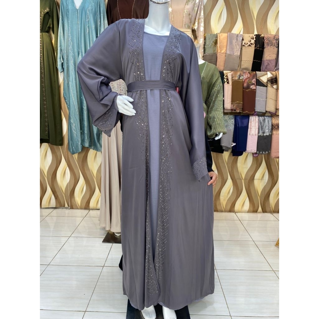 Abaya Dubai Inner Outer Motif Swaroski