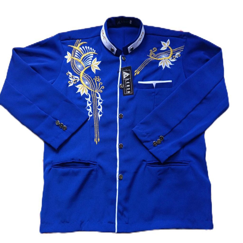(( ABDULSHOP )) JAS KOKO/JASKO/JASCO/BAJUKOKO/BUSANA MUSLIM PRIA TERBARU 2025 WARNA BIRU LIS PUTIH L