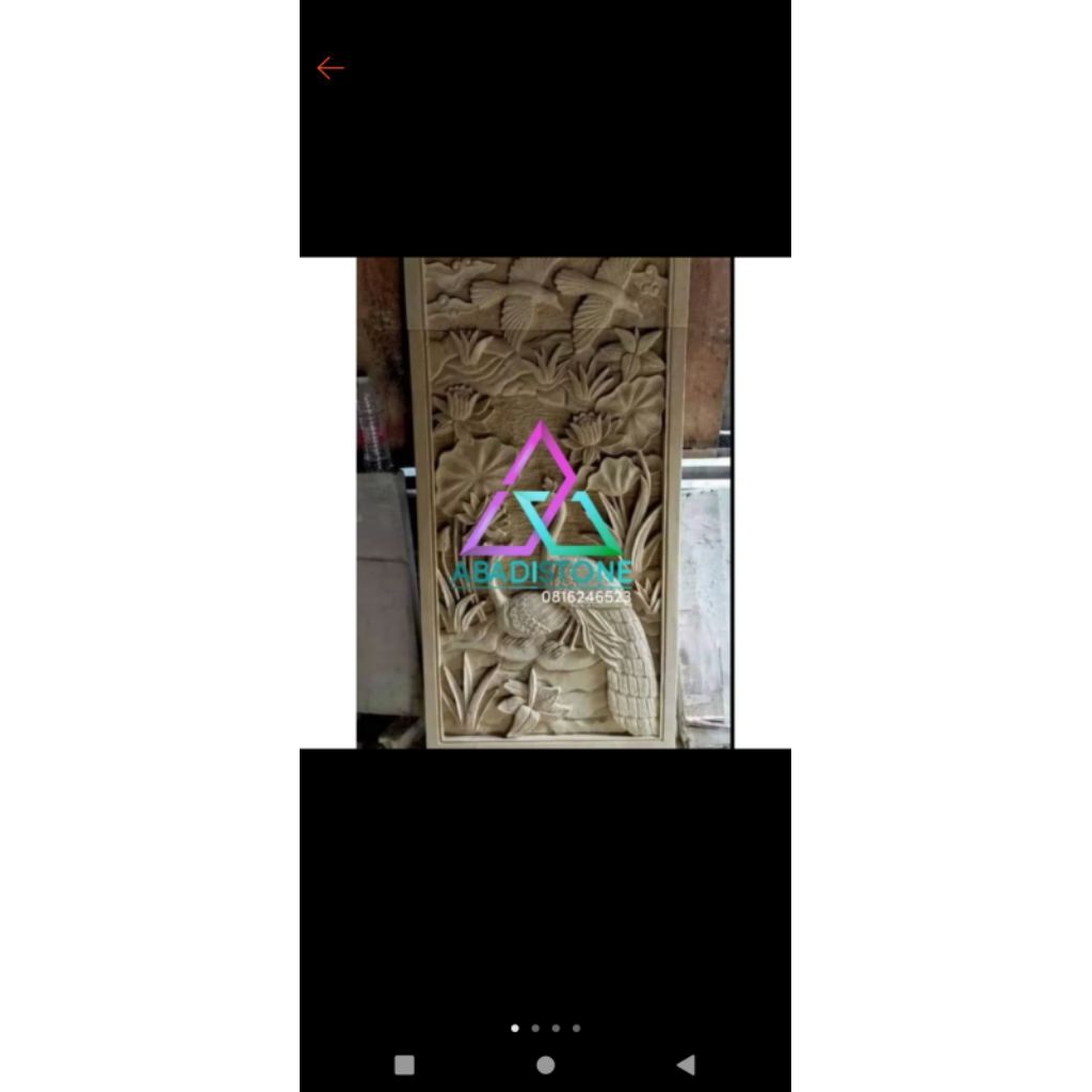 relief merak ukiran batu alam custom 50x100