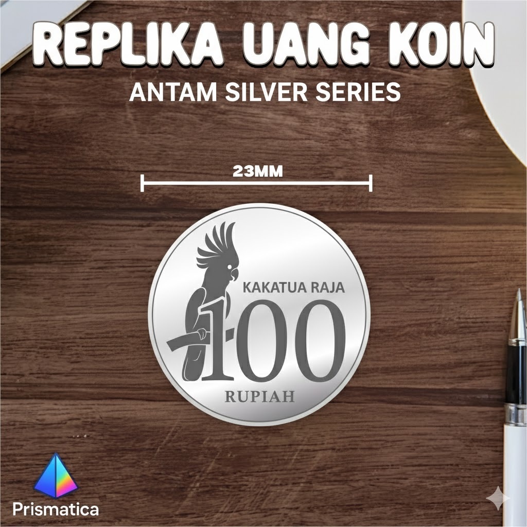 REPLIKA UANG KOIN [100 RUPIAH] AKRILIK - DEKORASI MAHAR MURAH - REPLIKA KOIN SILVER/PERAK READY
