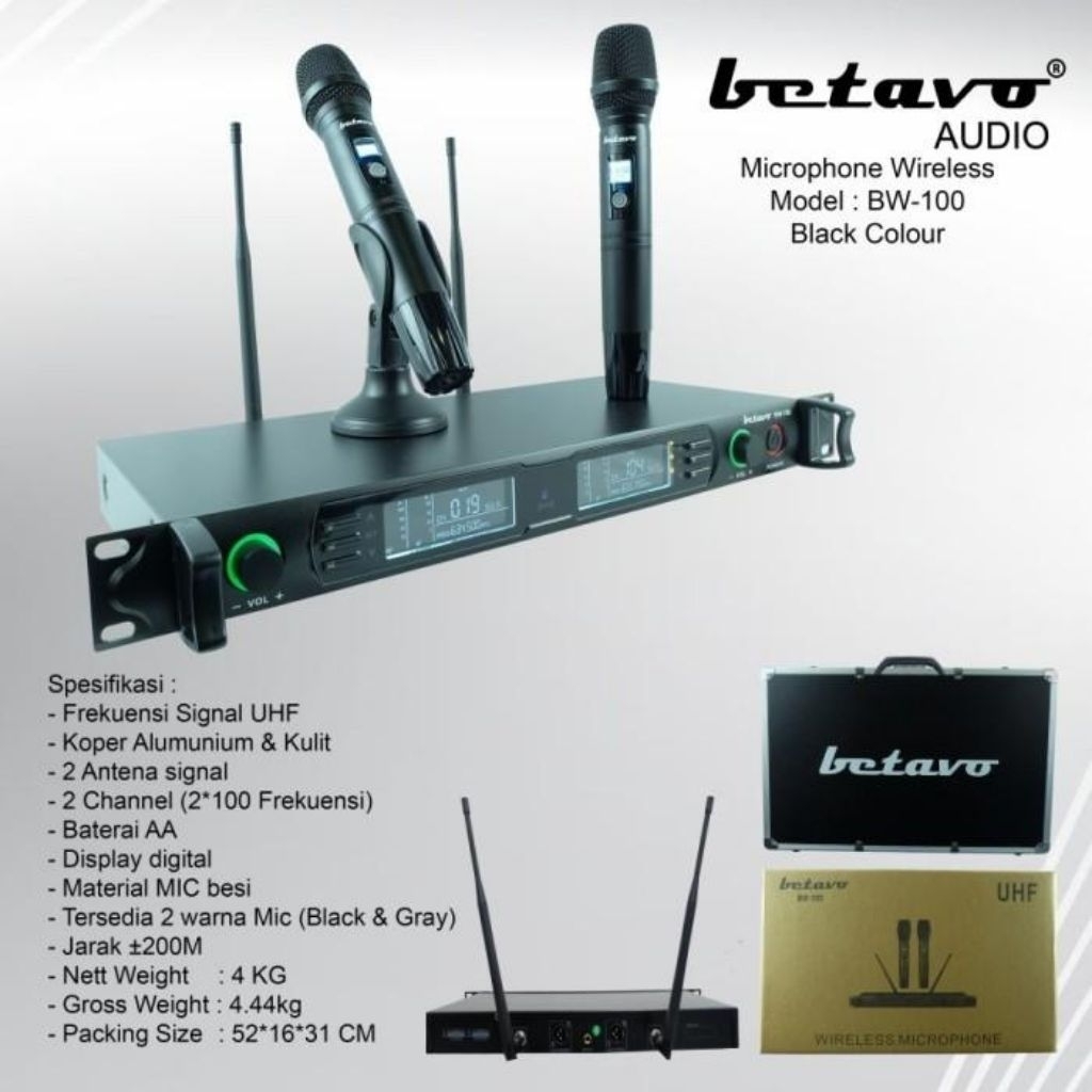 MIC WIRELESS BETAVO BW 100 MICROPHONE BW100 BETAVO WIRELESS