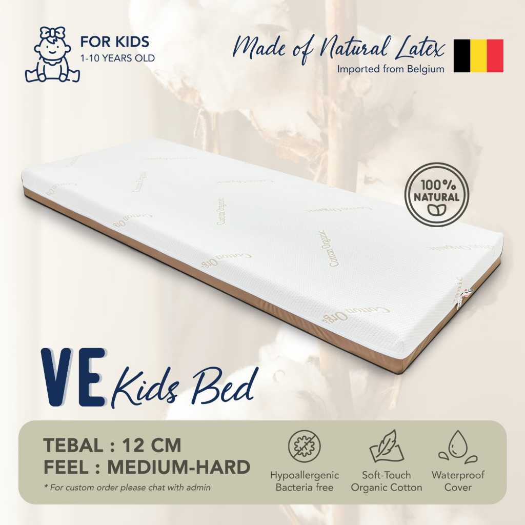VE Kids - Kasur Latex Anak / Kasur Full Latex Original Waterproof / Matras Kesehatan Tebal 12CM/16CM