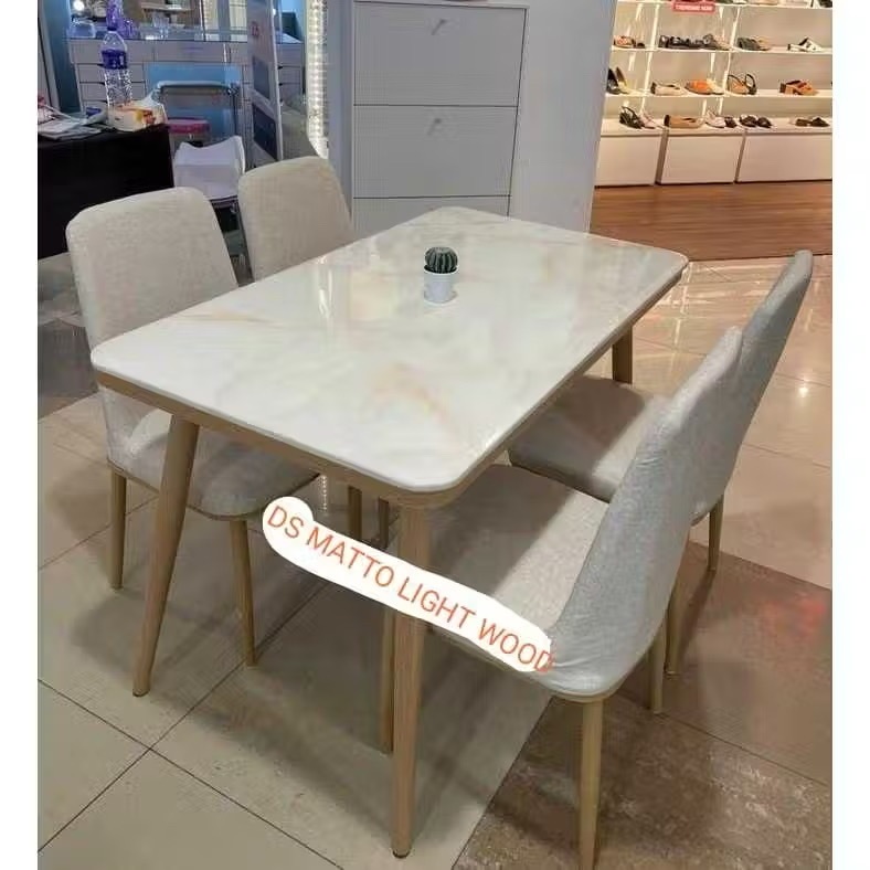 Meja Makan Marmer Imports 4 Kursi | Meja Makan DS ROKU Palembang - Meja + 4 Kursi