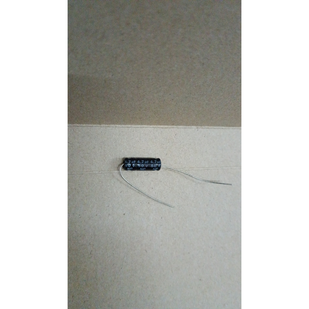 6218 kapasitor elco 4.7uf 4,7uf 4.7 4,7 uf 50v nonpolar np kaki kanan kiri