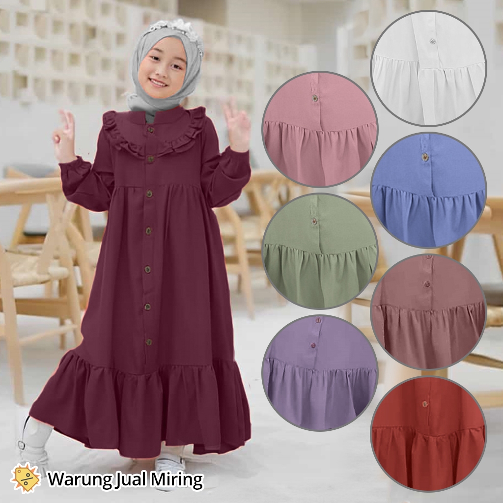 Hot Baju Gamis Anak Perempuan Crinkle Muslim Korean Style Putih Hitam Teracotta Pink Bata Dress
