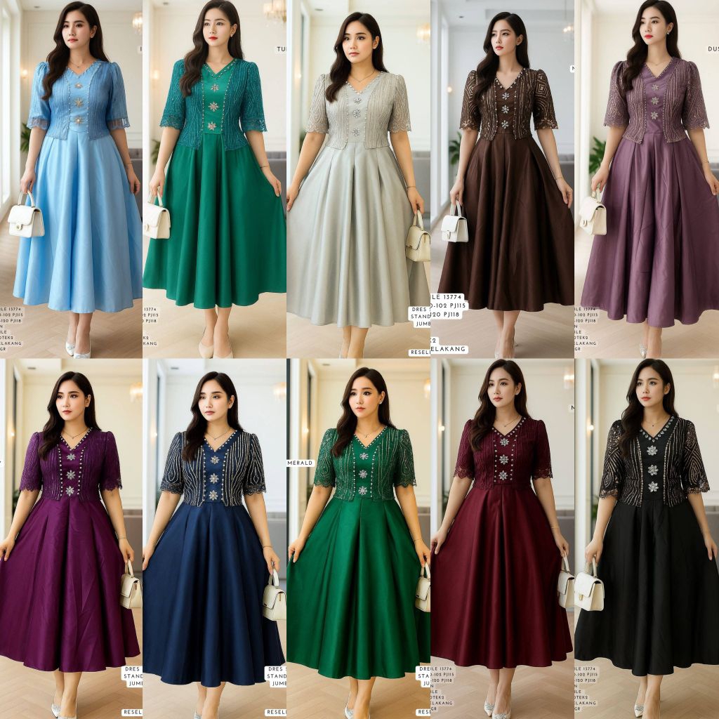 Dress 13774 Dress Satin Tile Combi Mutek2 - FZB