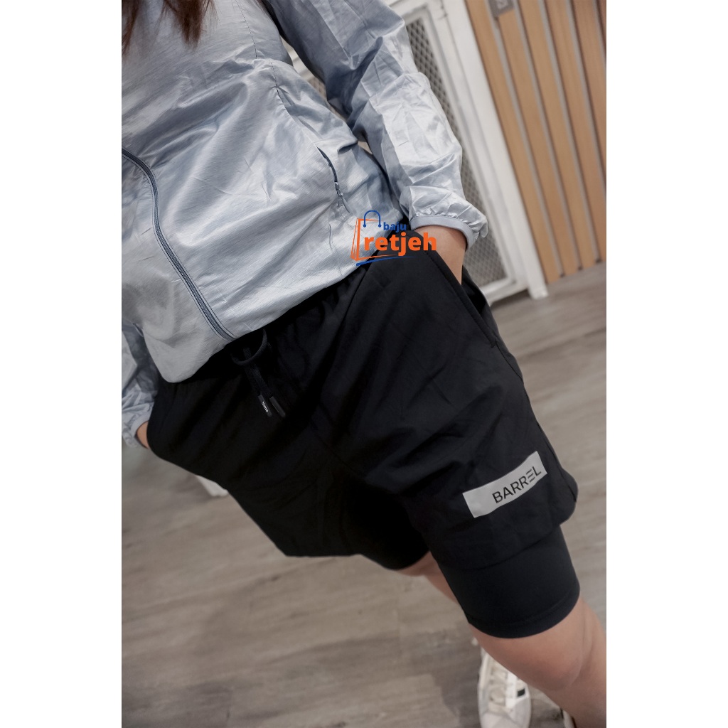 CELANA PENDEK SPORTY WANITA BREL DALAMAN LEGGING PINGGANG KARET TALI