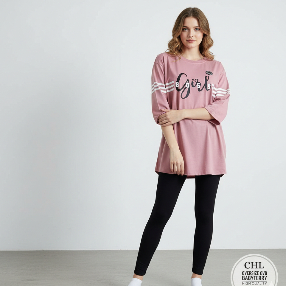 CHLstore Kaos tunik lengan 7/8 dan kaos oversize Wanita