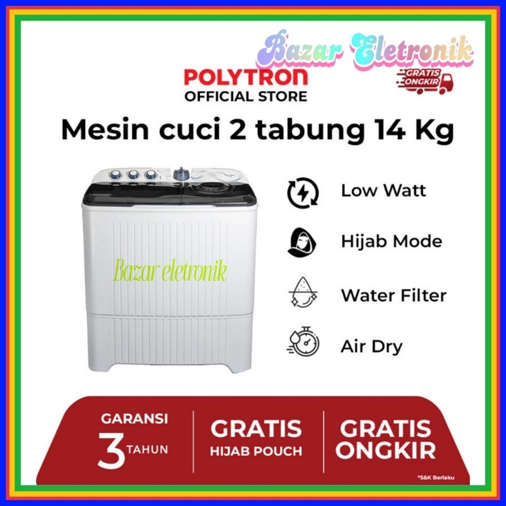 MESIN CUCI POLYTRON PWM 1403 / MESIN CUCI POLYTRON 2 TABUNG 14KG / POLYTRON PWM-1403X