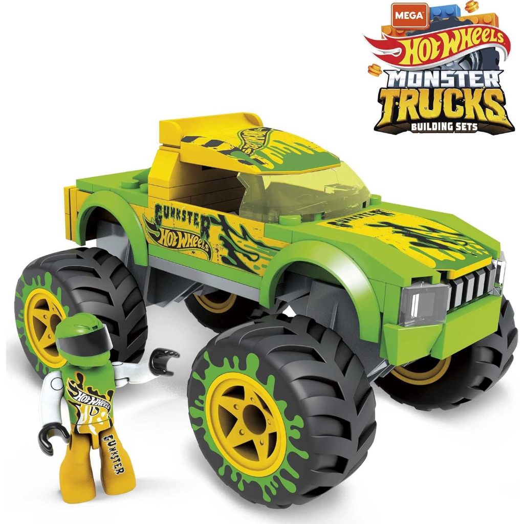 MEGA Hot Wheels Gunkster Monster Truck Building Set Toy Car with Micro Figure Driver, 69 Pieces, Gif