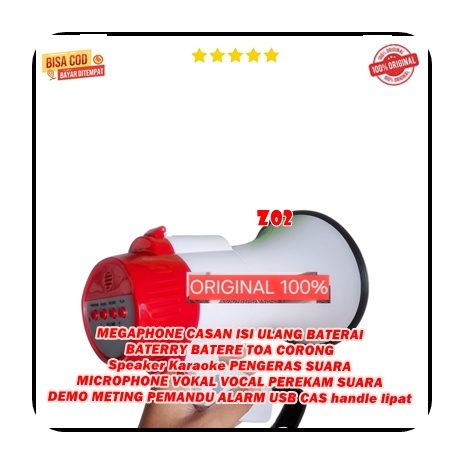 z02 PEREKAM SUARA DEMO METING PEMANDU ALARM USB CAS handle lipat MEGAPHONE CASAN ISI ULANG BATERAI B