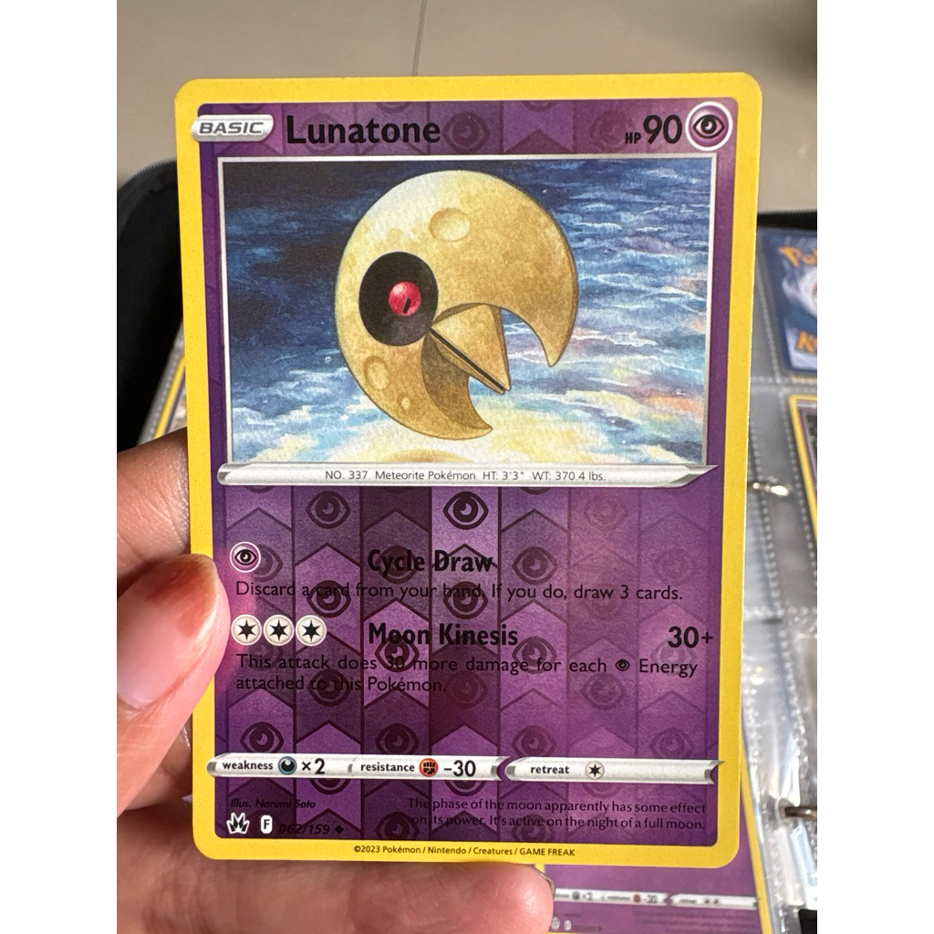 kartu pokemon original holo reverse lunatone 062/159