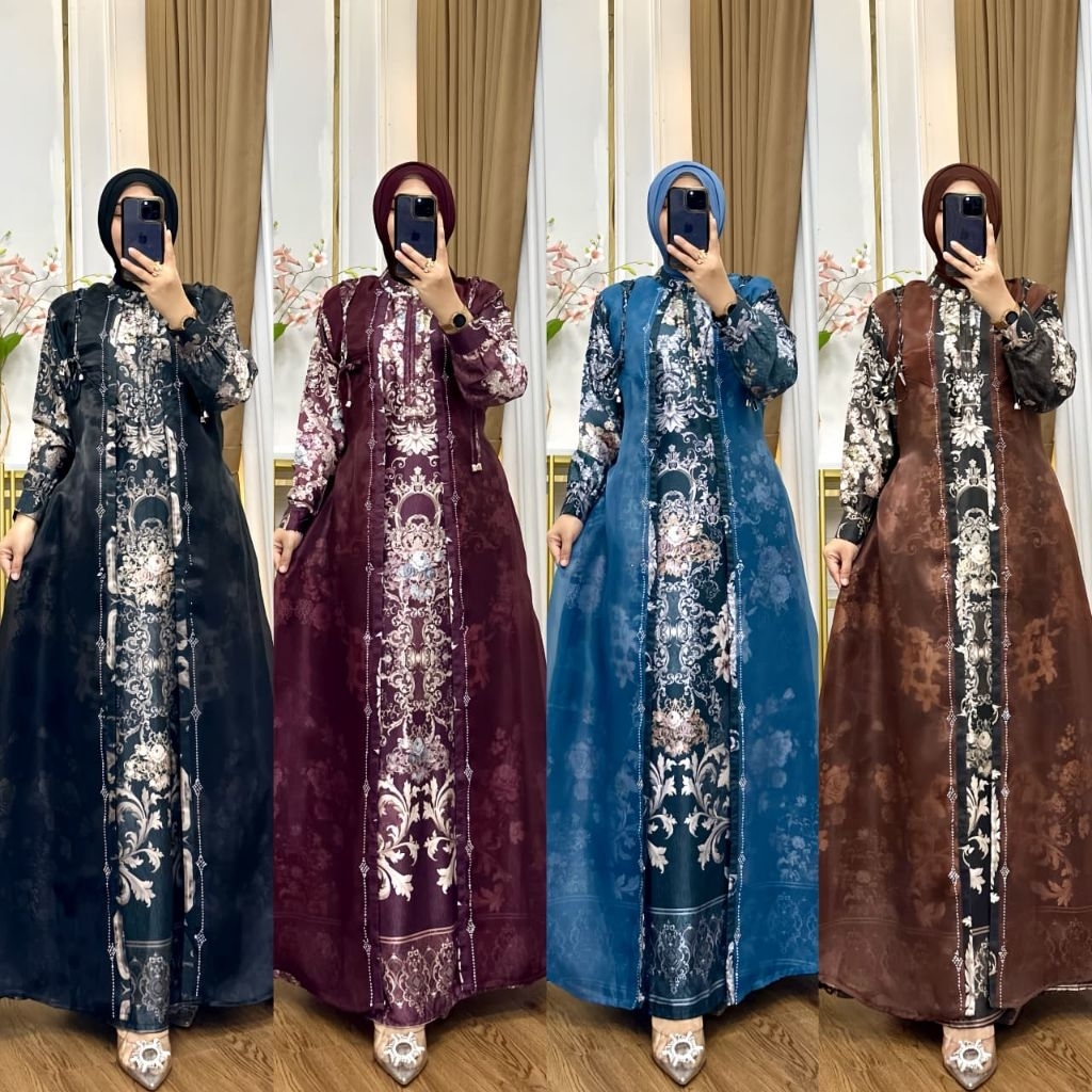 NEW DESIGN NAFISA DRESS   Material Armani sultan mix Organza polos   Standar Ld 110-112  Variasi Pay