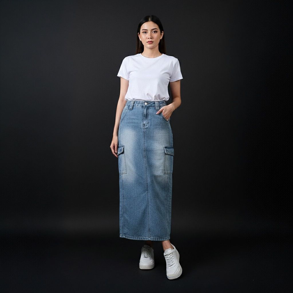 Dara Skirt Denim Premium Skirt - Rok Denim - Rok Denim Wanita Korea Rok Long Skirt