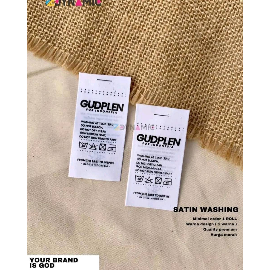 Label satin putih | washing | label baju