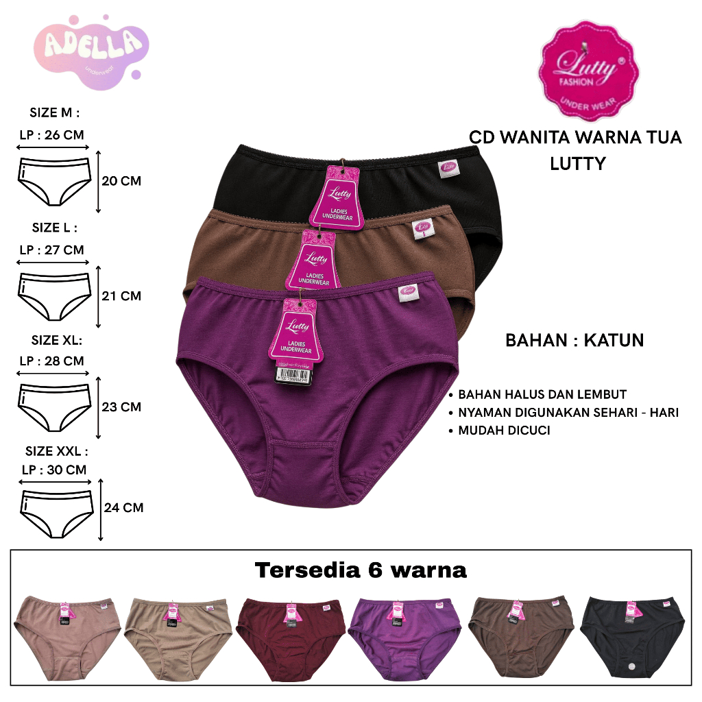 Celana Dalam Wanita Warna Tua Lutty