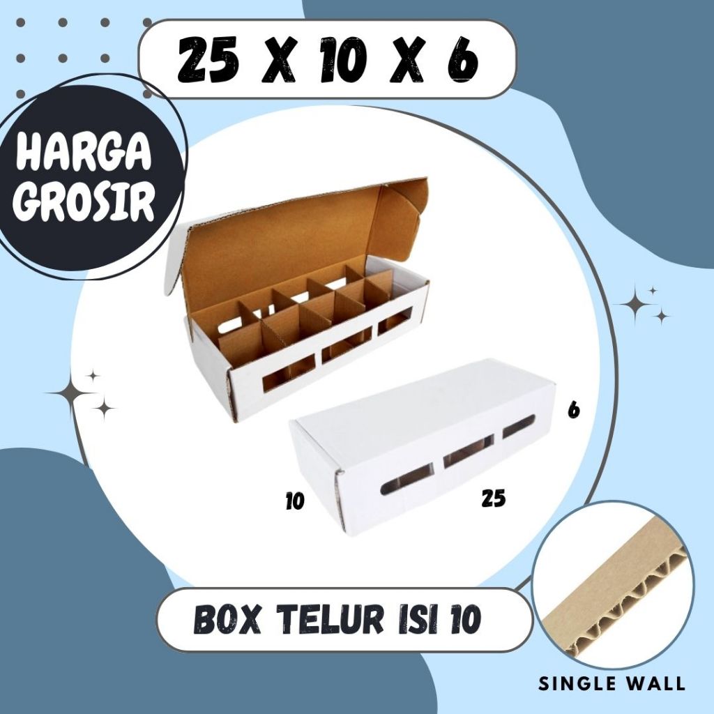 Kardus Telur Isi 10 Box 25x10x6 LS Eflute Tray Sekat Telur Asin Box Endok Endog Kardus Balap