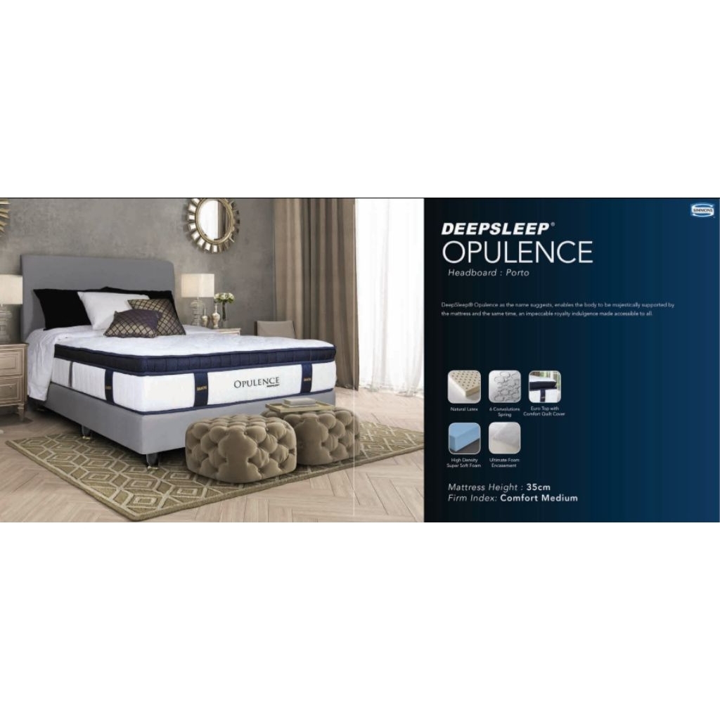 Simmons Bed type Opulence bisa hanya kasur tebal 35cm ( comfort medium ) / set original ukuran lengk