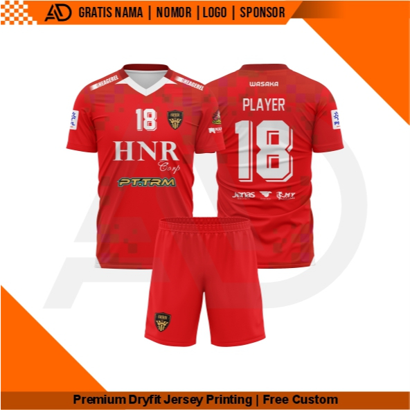 Jersey Futsal Fafage Banua Away Merah terbaru 2025-2026 Gratis Pasang nama dan no.punggung