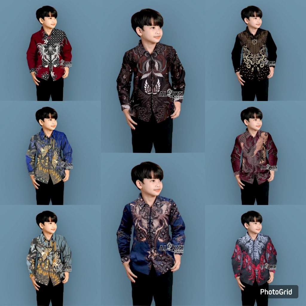 Kemeja Batik Anak Laki-Laki Lengan Panjang Usia 2-13 Tahun Kemeja Anak Laki-Laki