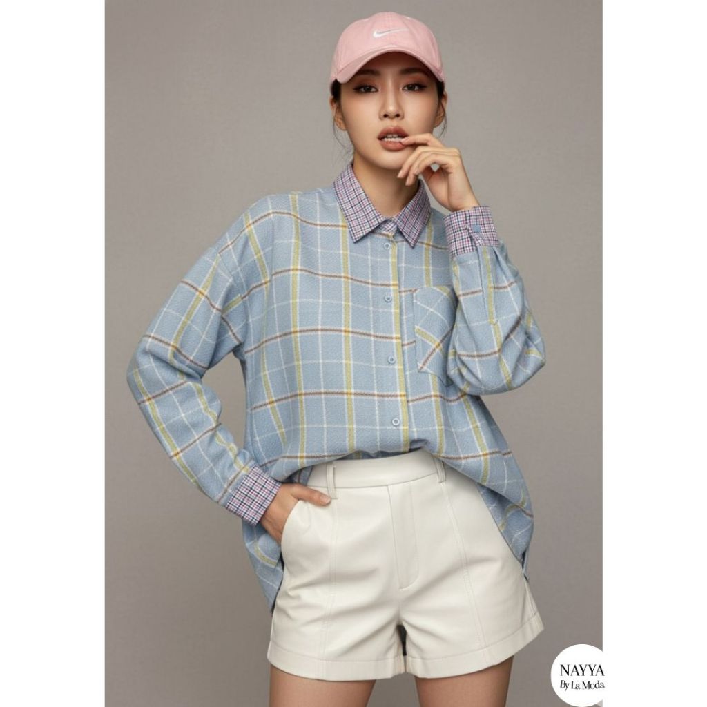 LAMODA- Kemeja Casual Kotak Kotak Wanita | Atasan Wanita | Kemeja Wanita