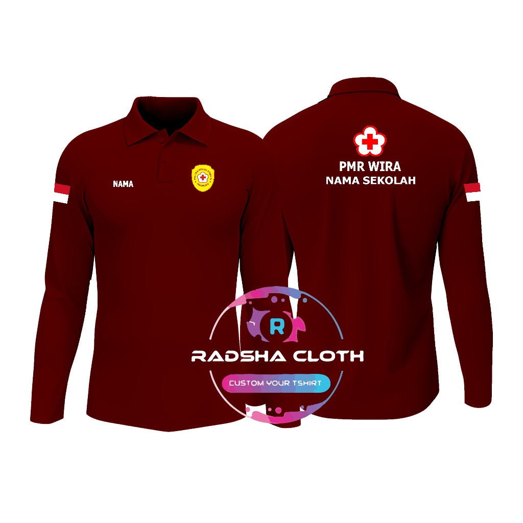 KAOS MODEL POLO KERAH PMR WIRA FREE NAMA SEKOLAH - KAOS PMR WIRA TERBARU