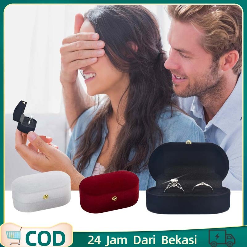 Kotak Cicin Kotak Cincin Pasangan Wadah Cincin Tunangan Tempat 2 Cincin