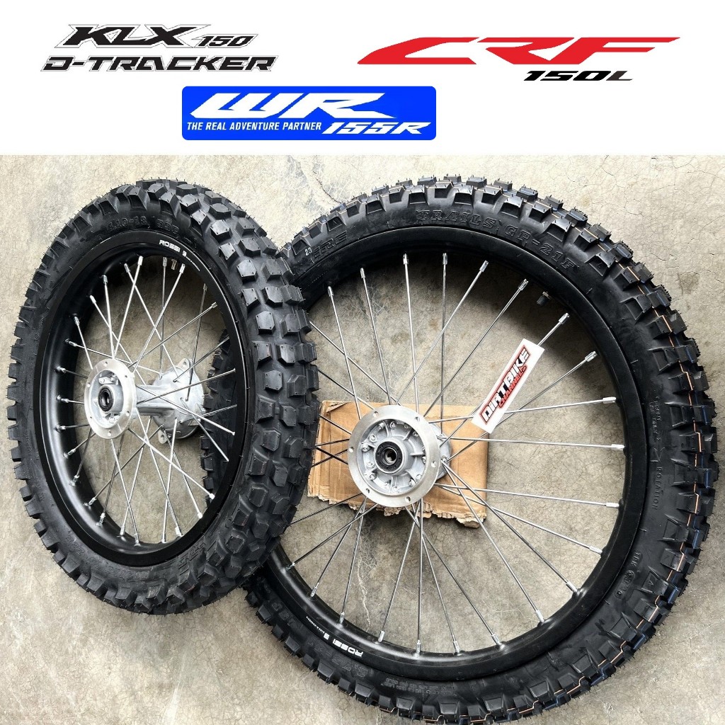 VELG SET 18 21 + BAN IRC ORIGINAL DEPAN BELAKANG KLX 150 CRF 150 WR 155 DTRACKER 150 TRAIL CUSTOM