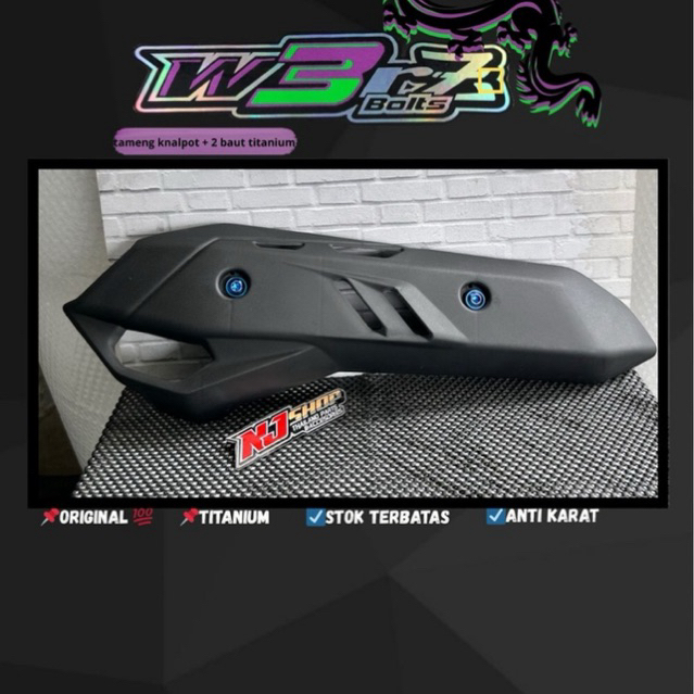 Tameng Knalpot + 2 Baut Titanium m6 x 10 Airblade Nmax Aerox vario 125/150 pnp knalpot std/tsukigi c