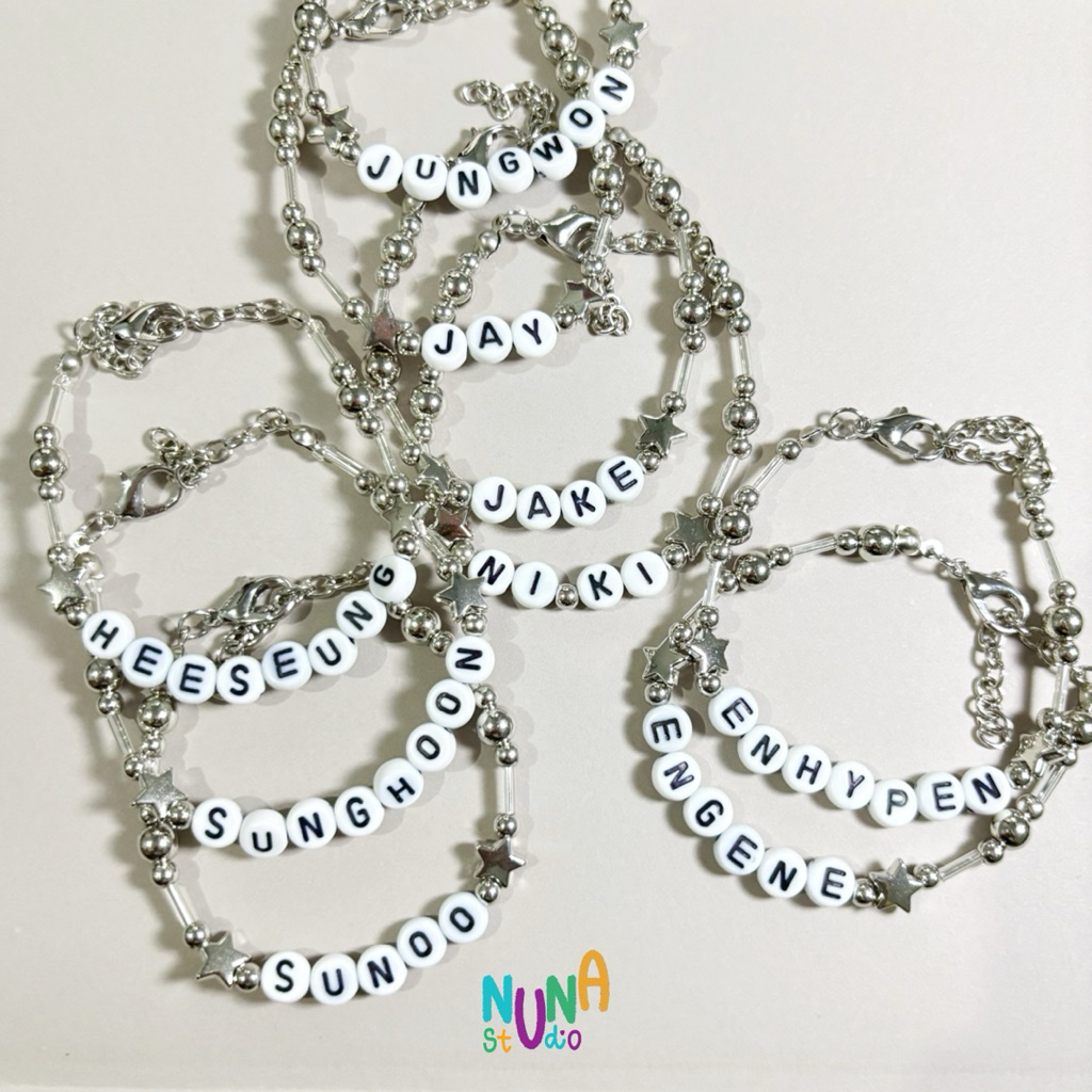 GELANG SILVER KPOP ENHYPEN ENGENE JUNGWON JAY JAKE NI-KI HEESEUNG SUNGHOON SUNOO BEADS BRACELET BY N