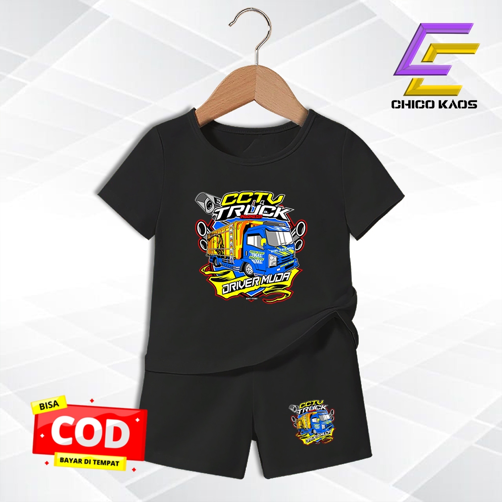 Baju Setelan Cctv Truck Anak Laki Laki - Kaos Distro Karakter Cctv Truck Keren