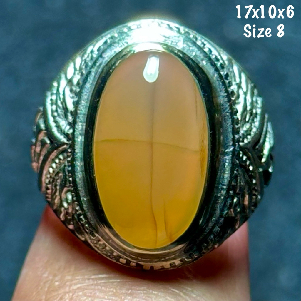 Cincin Batu Akik Natural Yaman Madu Tapak Jalak Kristal (asli alam)
