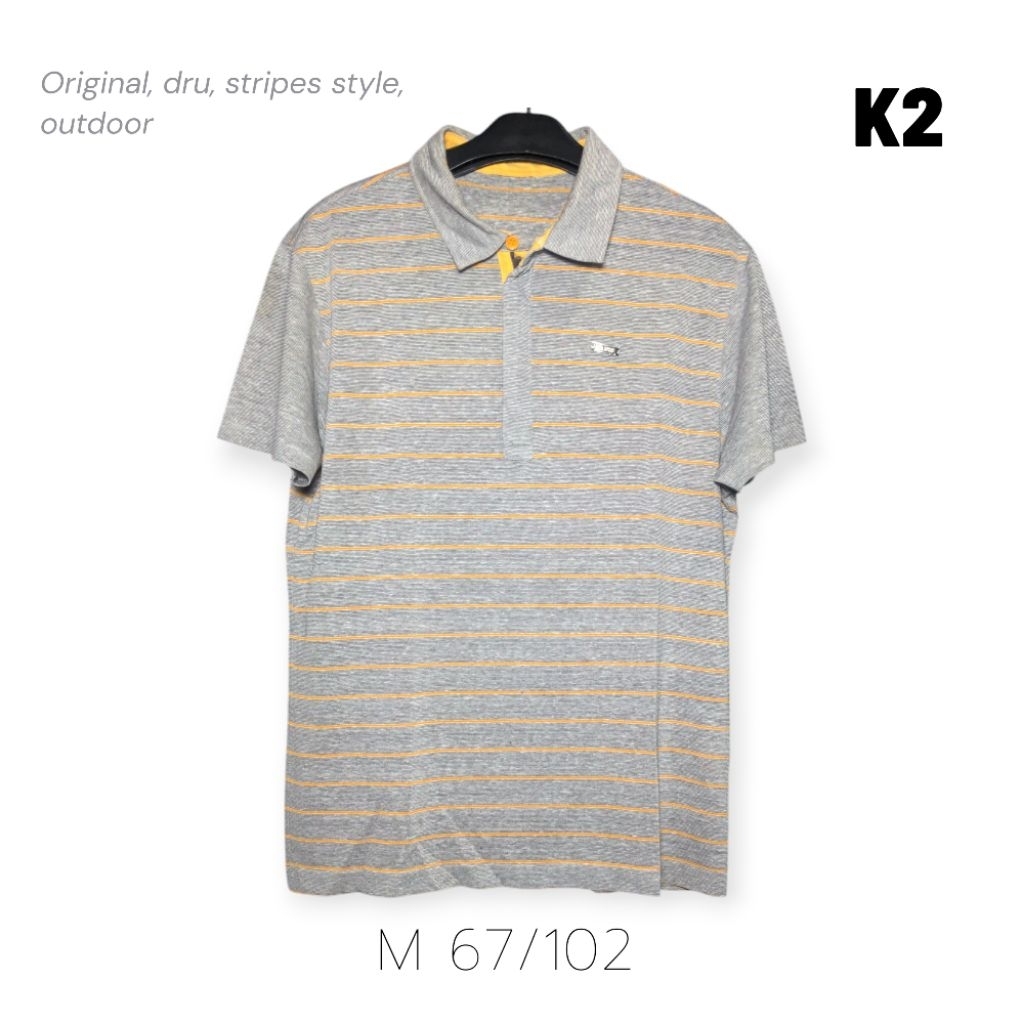 K2 Outdoor T-shirt Kaos Kerah Casual Dry Original Salur Size M