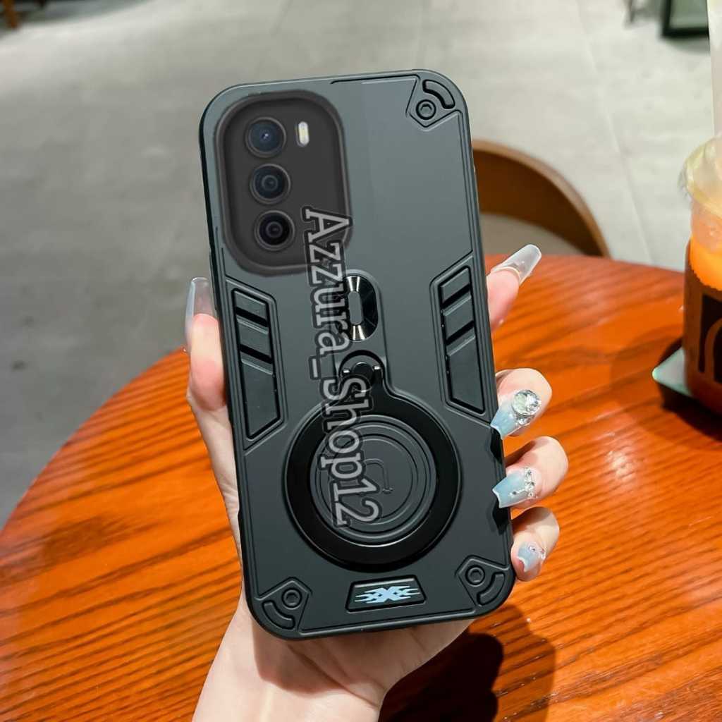 Casing HP Untuk OPPO A16 Hard Case Pro Camera Carbon Fibre 360 Degree Rotasi Bracket