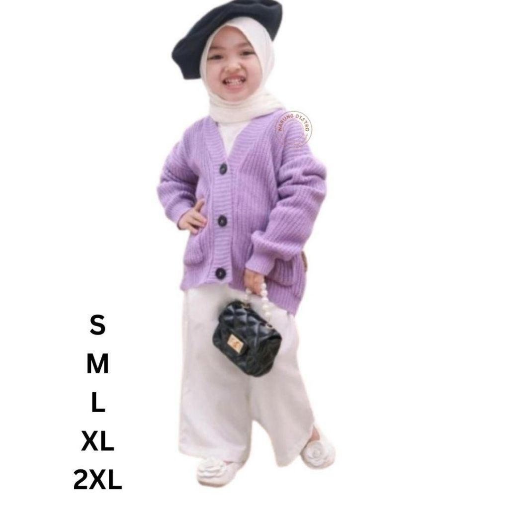 Sandra Cardigan Rajut Anak Perempuan Nakara Polos - Cardigan Kancing - Cardigan Anak - Pakaian Anak 