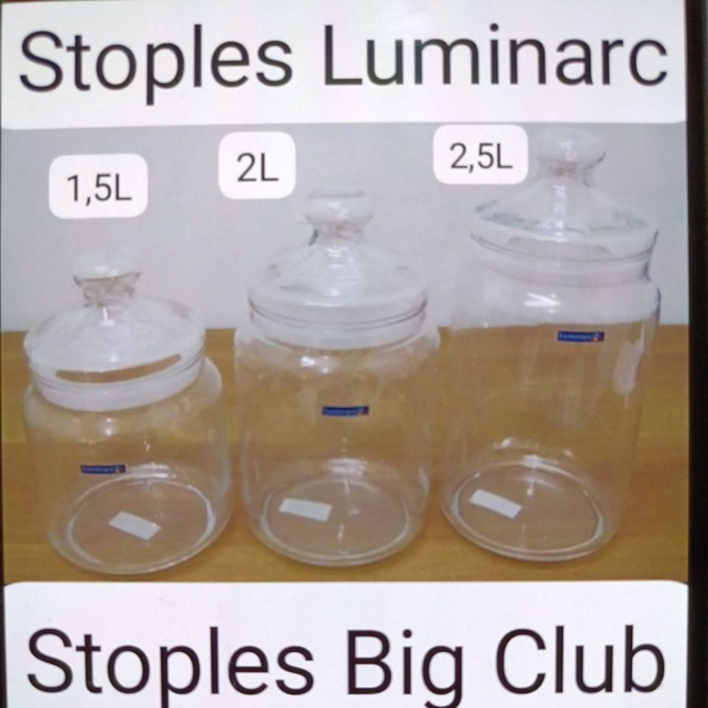 Luminarc Stoples Toples Kaca Kedap Udara / Big Club Jar With Seal 1500ml 2000 ml 2500ml