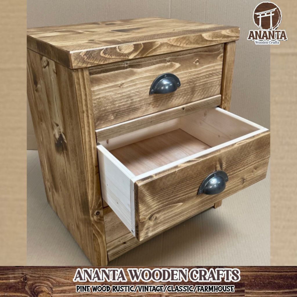 BEDSIDE DRAWER CABINET / KABINET KAYU SOLID