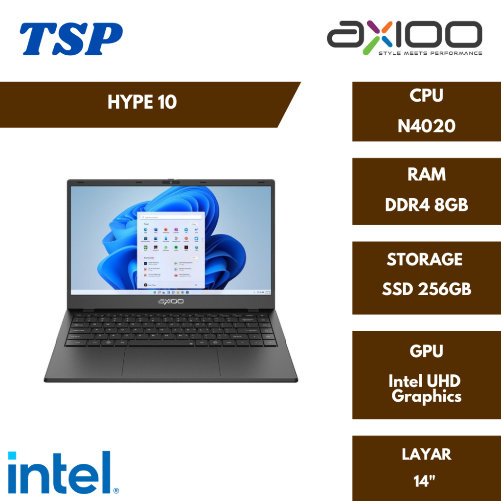 Laptop Axioo Mybook Hype 10 intel N4020 8GB 256GB 14'' HD