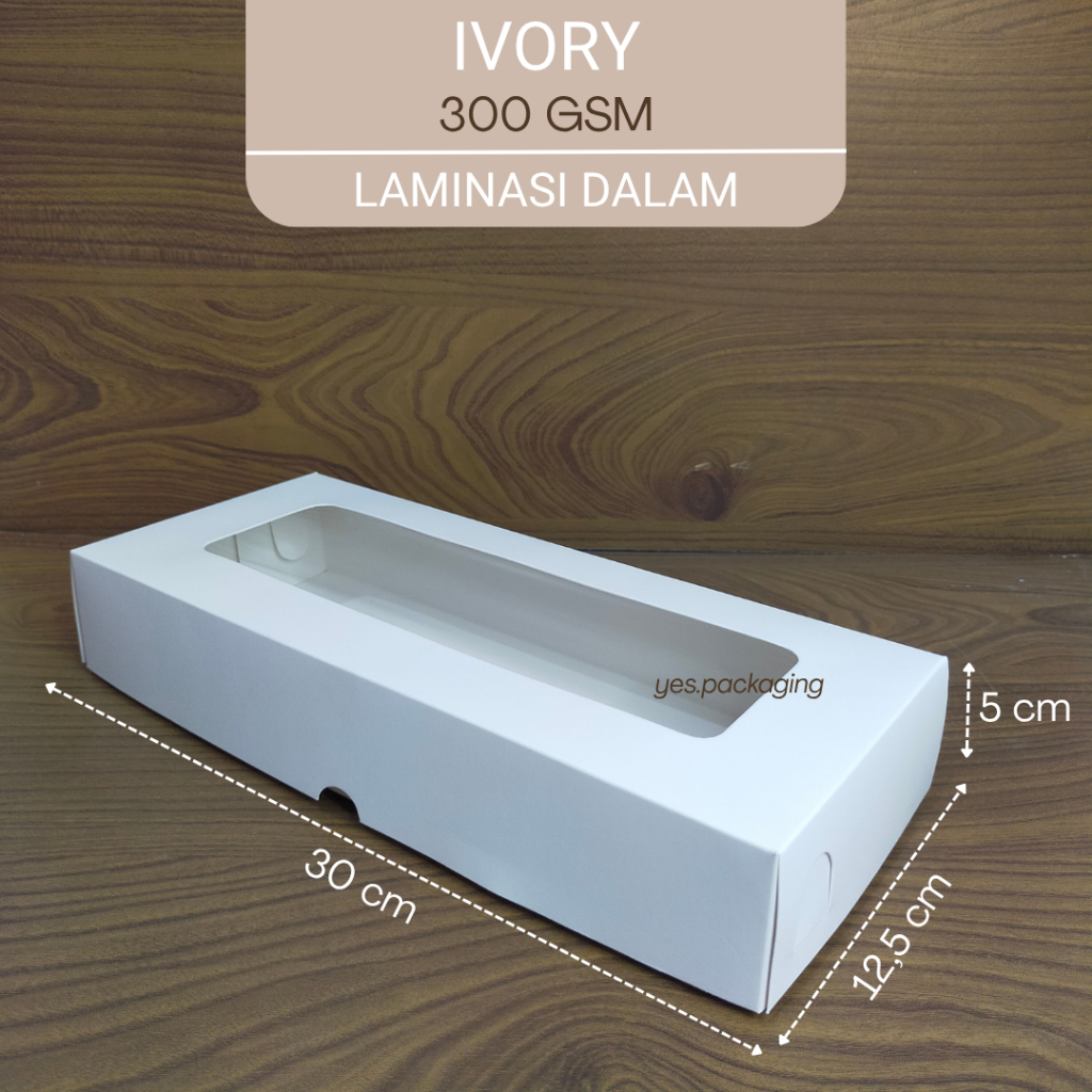 [30x12,5x5cm] IVORY LAMINASI JENDELA Box Dus Kotak Kemasan Brownies Cake Donat Kue Spikoe