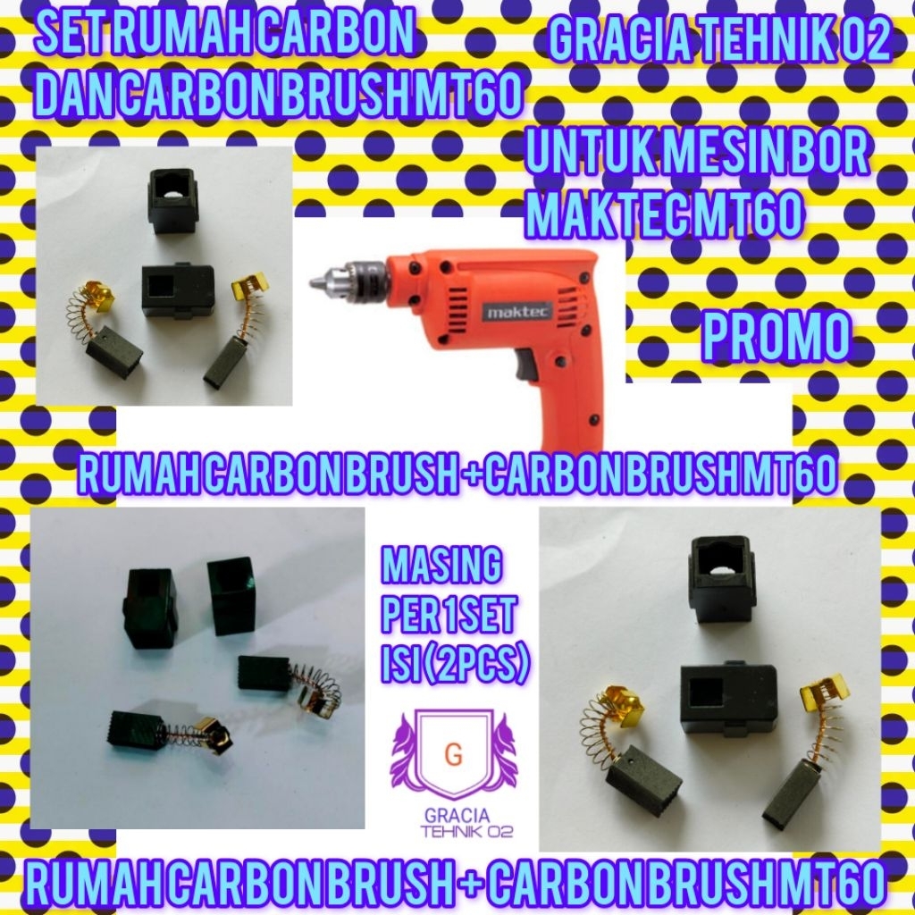 RUMAH CARBON BRUSH MT60 DAN CARBON BRUSH MT60 MESIN BOR TANGAN LISTRIK MAKTEC MT60 MAKTEC